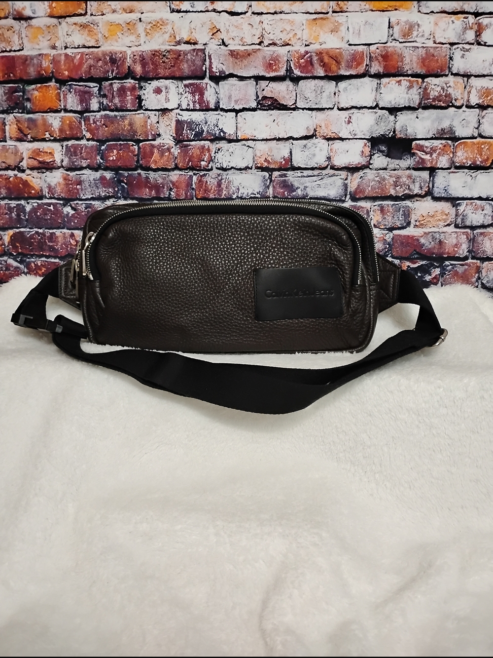 Calvin Klein Jeans Unisex Large Brown Waist Bag Sling Preminum Leather Line